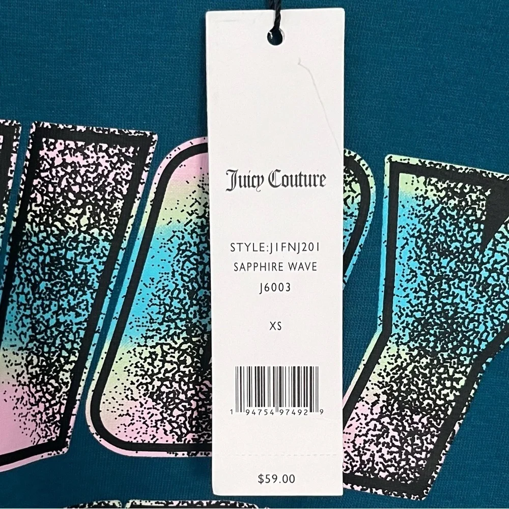 Juicy Couture Saphire Wave Long Sleeve Crop Top Women’s Size XS